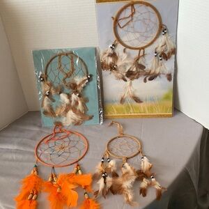 Native American Indian Dream Catcher Mandala Wool Fur Leather Beads